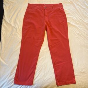 St Johns Bay Girlfriend Chino Pants Womens 16 Coral Pink Stretch Cotton Straight